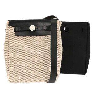 Hermes Beige Black Toile GM Officier Herbag TPM 2 in 1 Shoulder Bag C□H 196217
